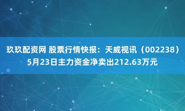 玖玖配资网 股票行情快报：天威视讯（002238）5月23日主力资金净卖出212.63万元