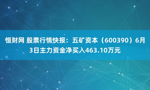 恒财网 股票行情快报：五矿资本（600390）6月3日主力资金净买入463.10万元